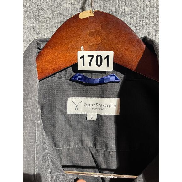 Teddy Stratford Shirt Mens Small Tag 5 Gray Ripstop Button Front Long Sleeve - Picture 5 of 7